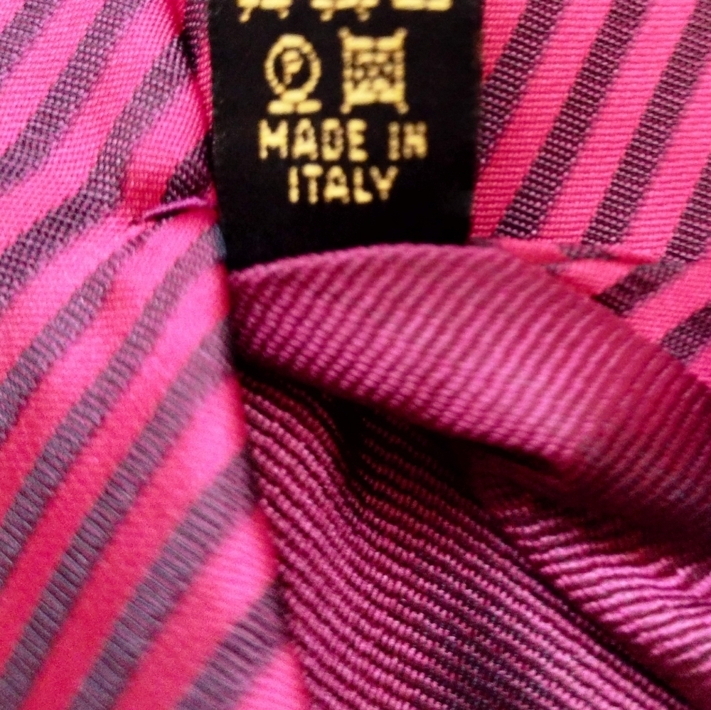 Lavin Men's Silk Necktie Tie Made In Italy Formal Red Striped Handsewn - Picture 5 of 10